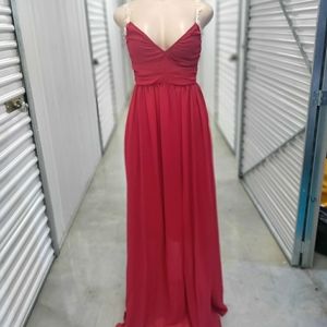 Evening gown with nude back and spaghetti straps size 3/4